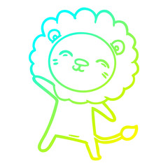 cold gradient line drawing cartoon lion