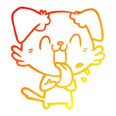 warm gradient line drawing cartoon panting dog