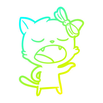 recommend clip art: cold gradient line drawing cartoon yawning cat
