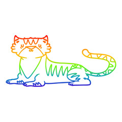 rainbow gradient line drawing cartoon tiger