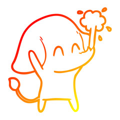 warm gradient line drawing cute cartoon elephant spouting water