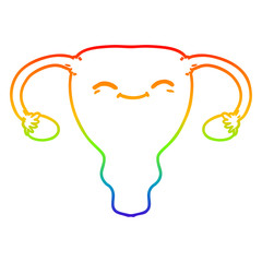 rainbow gradient line drawing cartoon uterus
