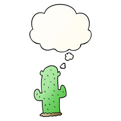 cartoon cactus and thought bubble in smooth gradient style