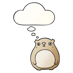 cartoon bear and thought bubble in smooth gradient style