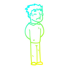 cold gradient line drawing cartoon man standing