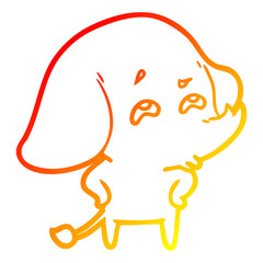warm gradient line drawing cartoon elephant remembering