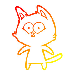 warm gradient line drawing happy cartoon cat