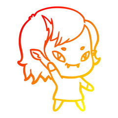 warm gradient line drawing cartoon friendly vampire girl