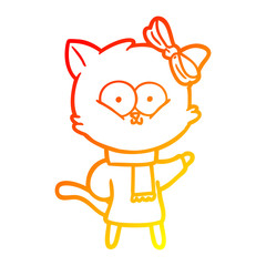 warm gradient line drawing cartoon cat