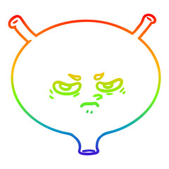 rainbow gradient line drawing cartoon angry bladder