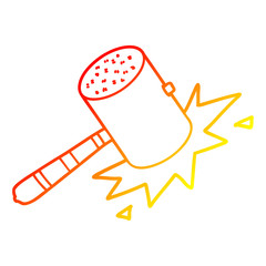 warm gradient line drawing cartoon banging gavel