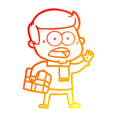 warm gradient line drawing cartoon shocked man
