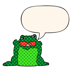 cartoon toad and speech bubble in comic book style