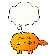 cartoon cat and thought bubble in smooth gradient style