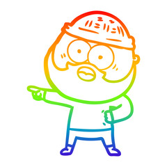 rainbow gradient line drawing cartoon bearded man