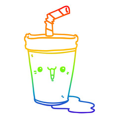 rainbow gradient line drawing cute cartoon soda