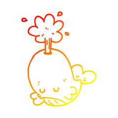 warm gradient line drawing cartoon spouting whale