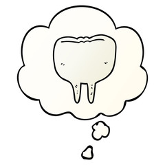 cartoon tooth and thought bubble in smooth gradient style