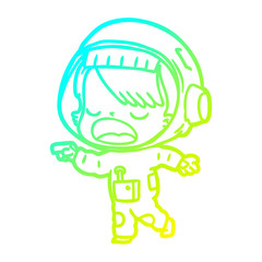 cold gradient line drawing cartoon talking astronaut