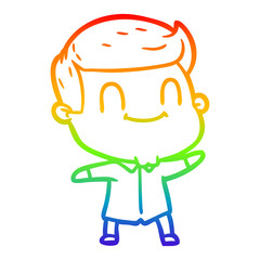 rainbow gradient line drawing cartoon friendly man