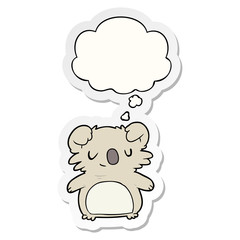 cartoon koala and thought bubble as a printed sticker