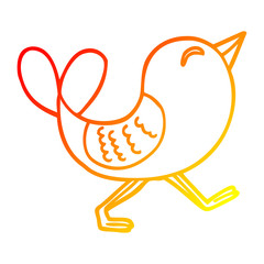 warm gradient line drawing cartoon bluebird