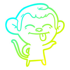 Obraz premium cold gradient line drawing funny cartoon monkey