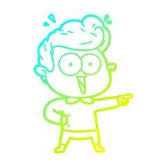 cold gradient line drawing cartoon excited man