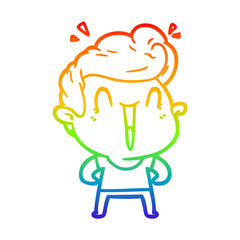 rainbow gradient line drawing cartoon happy man