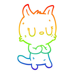 rainbow gradient line drawing cartoon happy cat