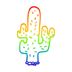 Fototapeta premium rainbow gradient line drawing cartoon cactus