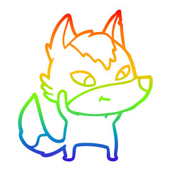 rainbow gradient line drawing friendly cartoon wolf