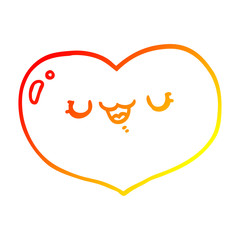 warm gradient line drawing cartoon love heart