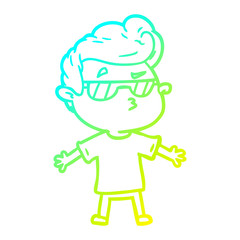 cold gradient line drawing cartoon cool guy
