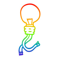 rainbow gradient line drawing cartoon electric light bulb