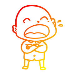 warm gradient line drawing cartoon shouting bald man