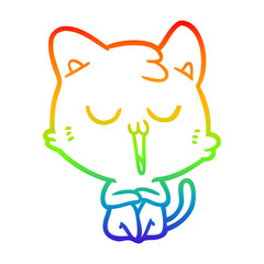 rainbow gradient line drawing cartoon cat singing