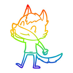 rainbow gradient line drawing friendly cartoon wolf