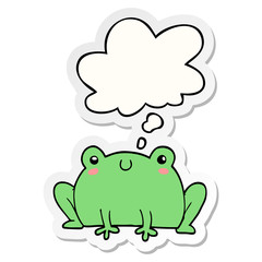 cartoon frog and thought bubble as a printed sticker