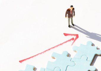 Fototapeta premium Business people with puzzles, career success