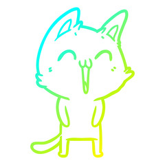 cold gradient line drawing happy cartoon cat