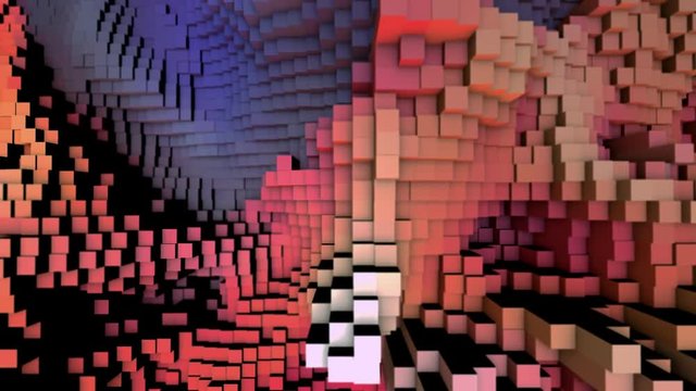 Abstract background Digital Blockchain cubes waving landscape 3D rendering animation 4k