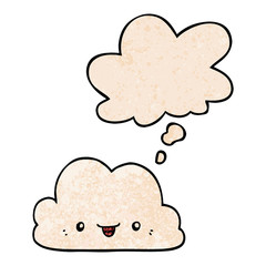 cute cartoon cloud and thought bubble in grunge texture pattern style