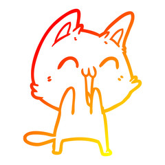 Obraz premium warm gradient line drawing happy cartoon cat