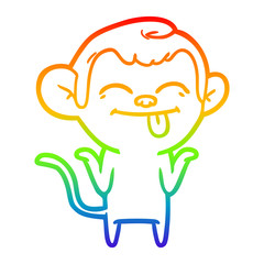 rainbow gradient line drawing funny cartoon monkey