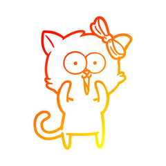 warm gradient line drawing cartoon cat