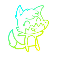 cold gradient line drawing happy cartoon fox