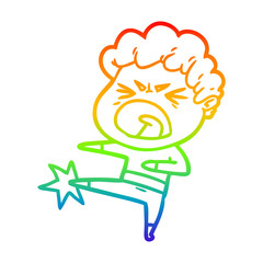 rainbow gradient line drawing cartoon furious man
