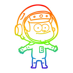 rainbow gradient line drawing happy astronaut cartoon