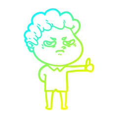 cold gradient line drawing cartoon angry man